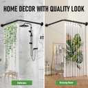 L Shaped Shower Curtain Rod - [23''-53''] x [23''-53''] Adjustable Corner Shower Curtain Rod 90 Degree Black for Bathroom Bathtub, Clothing Store with 12 Ring Hooks & Ceiling Support