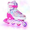 Nattork Girls Inline Skates for Kids Boys Adjustable Butterfly Blades Skates with All Light up Wheels - Birthday Gift for Indoor Outdoor Sports Small