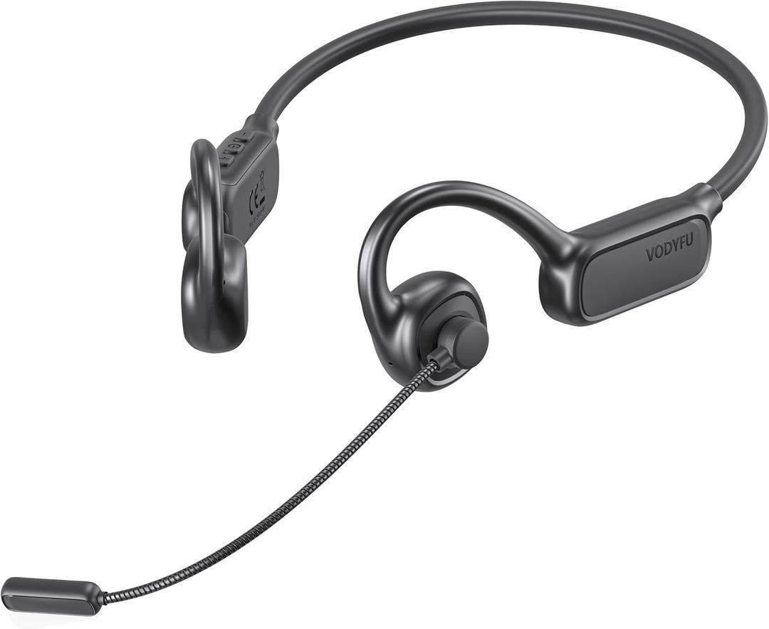 Open Ear Headphones with Mic,20H Bluetooth Headset with Microphone,5.4 Bluetooth Headphones with Noise Cancelling Mic, IPX5 Wireless Headset with Mic for Work, Zoom, Workout, Driving, Call