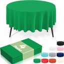 misaya 4 Packs Disposable Plastic Table Cloth, 84" Round Waterproof Tablecloth, Leakproof & Sturdy Decorative Table Covers for Picnic, Party and Outdoor, Green