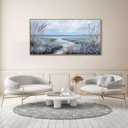 KLAKLA Beach Wall Art - Blue Large Canvas Art Living Room Wall Decor Sea Wave Picture Artwork Modern Bedroom Office Home Decor - 58x29 Inches