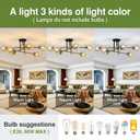 6-Lights Sputnik Ceiling Light Fixture Mid Century Modern Glass Globe Flush Mount Chandelier Black and Gold Farmhouse Lighting for Living Room Dining Room Bedroom Kitchen