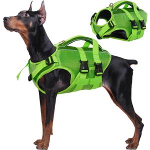 Kuoser Dog Life Jacket High Flotation, Reflective Dogs Life Vest for Swimming Boating, Adjustable Small Medium Large Dog lifejacket, Lightweight Dogs Life Preserver Rescue Handle Spring Summer Pool (X-Large (Chest Girth:25.9-33.4''), Green)
