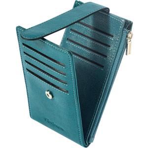 Chelmon Womens Wallet Slim RFID Blocking Bifold Multi Card Case Wallet with Zipper Pocket (Peacock Blue)