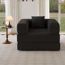 Single Couch Sofa for Small Spaces 2 in 1 Convertible Sleeper Sofa to Lounger Comfy Bean Bag Chair for Adults Removable Cover with Pillows for Bedroom, Apartment, Office, Black, 35.43" Single Sofa
