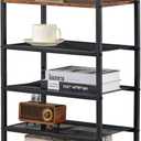 Narrow Shoe Rack, with Heavy-Duty Metal Grid, Rustic Wooden Top, & Metal Guardrails - Transform Your Space with Style and Functionality Living Room, Kitchen, Bedroom, Garage, & Bathroom