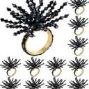 12-Pcs Decorative Napkin Rings - Beaded Serviette Ring Napkin Holders for Summer Beach Wedding Ocean Coastal Nautical Holiday Party Home Table Dcor (Black) - CLEENTABLE