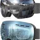 NSSIW Ski Goggles for Men Women Youth, OTG Snowboard Goggles Snow Goggles with Anti Fog and UV Protection Over Glasses 2 Pack (A06 Black/Silver (Vlt 10%) + Black/Clear Blue (Vlt 60% ))