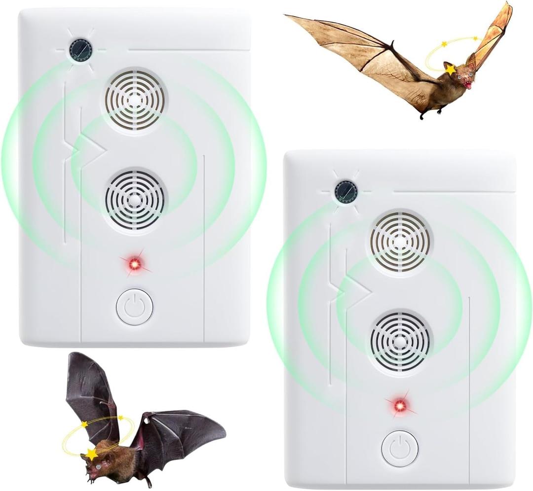 2025 Upgraded Bat Repellent for Attic, Ultrasonic Bat Deterrent Devices Plug in for Indoor Use, Friendly to Human & Pet(2Pack)