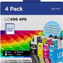LC406 Ink Cartridges Compatible for Brother LC406XL LC406 High Yield Work with Brother MFC-J4535DW MFC-J4335DW MFC-J5855DW MFC-J6555DW MFC-J6955DW Printer(Black, Cyan, Magenta, Yellow, 4 Pack)