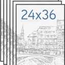 MCS Original Poster Frame 24x36 Black Lightweight Vertical & Horizontal Wall Hanging Large Picture Frame for Posters, Art Prints & Gallery Wall (6-Pack)