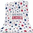 4th of July Blanket, Memorial Day Blanket, 4th of July Throw Blanket, Patriotic Blankets and Throws God Bless American Blankets for Couch Bed 30x40 inches