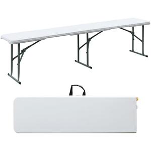 MIRSION Folding Bench, 6FT Plastic Foldable Bench with Handles, Outdoor Portable Stackable Bench for Party Camping and Picnic, White