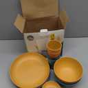 Wheat Straw Dinnerware Sets, Unbreakable Plates and Bowls Sets of 16, Kids Dinnerware Set Sevice for 4, Dishwasher & Microwave Safe Dish Set for Kitchen, Outdoor, Camping - Multi