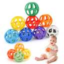 MCGMITT Baby Ball Toy with Holes, 8PCS Easy Grip Food Grade Silicone Baby Toys 0-6 Months, Colorful Soft BPA Free Montessori Baby Teethers 6-12 Months, Stretchy Newborn Infant Sensory Balls