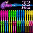 iGeeKid 32 Pack 2 Style Valentines Day Gifts for Kids Classroom Invisible Ink Pen with UV Black Light Secret Spy Pens Magic Disappearing Ink Markers School Supplies Kids Party Favors Boy Girl Exchang