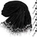 Epakh 200 Pcs Lanyards for ID Name Badge Holder Neck Lanyard Flat with Clips Neck Straps for Office School Nurse (Black)