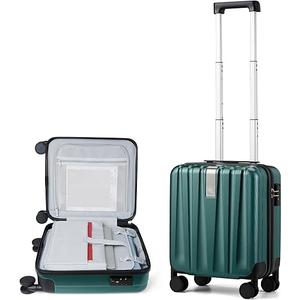 Hanke 16 Inch Underseat Carry on Luggage with Wheels,Small Hard Shell Suitcases for Weekender,Tsa Approved Lightweight Travel Luggage Suitcase for Womem Men,Blackish Green.