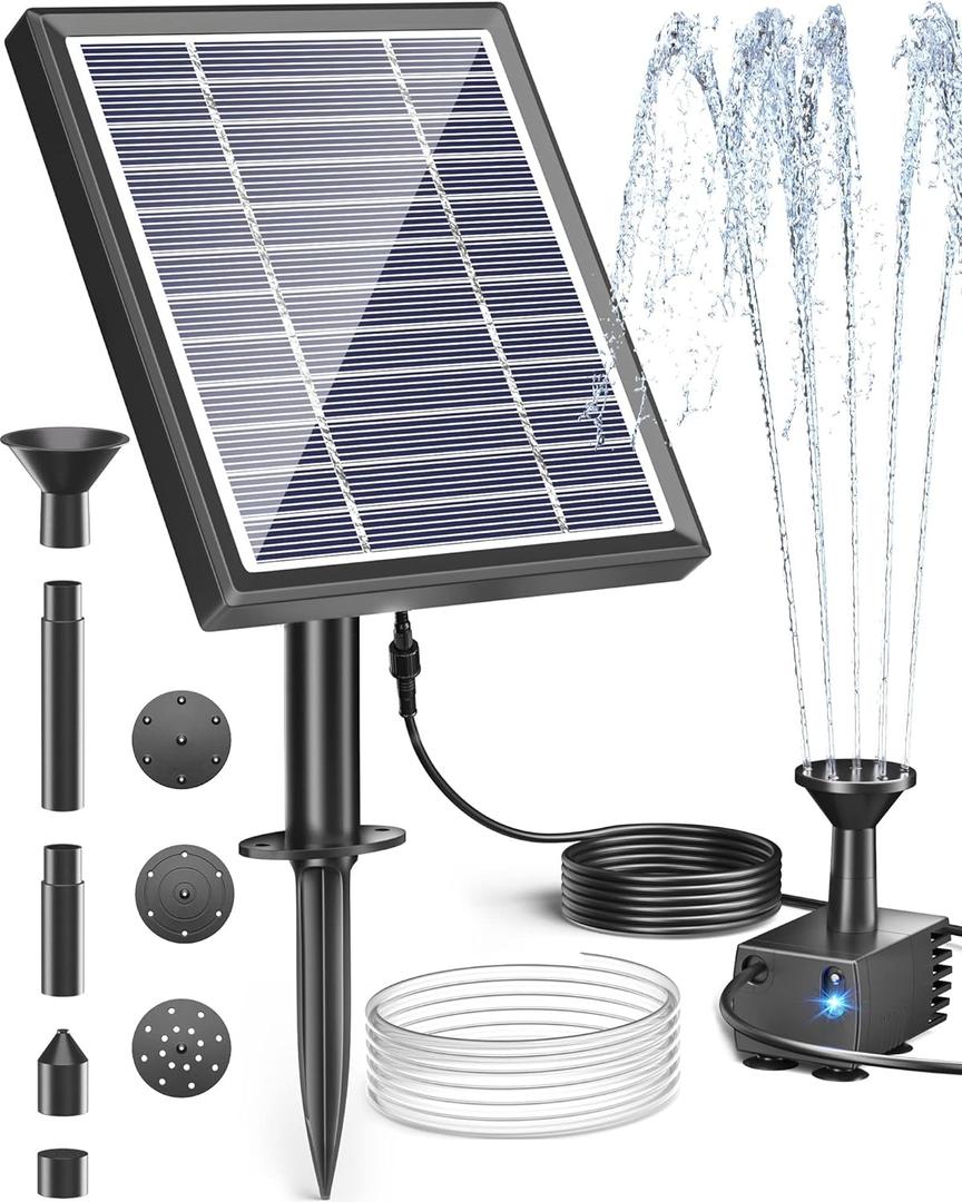 Biling Solar Fountain for Bird Bath, Solar Panel Kit Outdoor Solar Water Pump with 4ft Tubing for Hummingbird Bath, Small Pond and Fish Tank (2.5W)