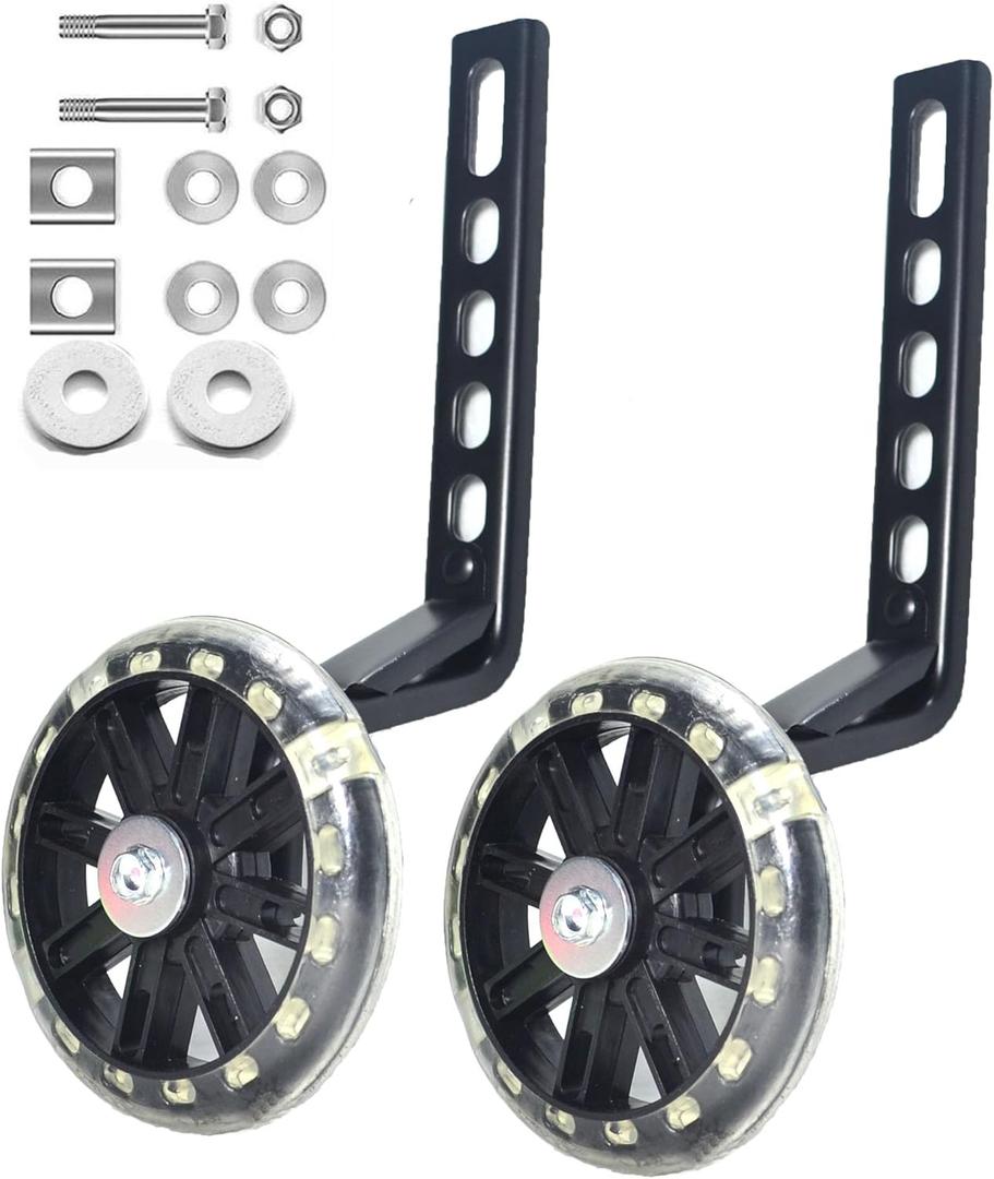 Flash Training Wheels for 12 14 16 18 20 Inch Kids BikeHeavy Duty Training Wheels for Single Speed Bicycle (Black)