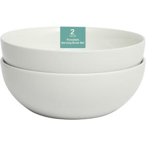 Gibson Home Extra Large Serving Bowls Set of 2-100 oz 10-Inch White Porcelain Salad Bowl Set, Stackable Ceramic Kitchen Bowls, Dishwasher & Microwave Safe