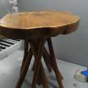 WELLAND Solid Teak Live Edge End Table,18" L x 18" W x 20" H Uniquie Side Table, Small Accent Table, Plant Stand for Living Room, Bedroom, Home Office
