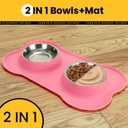 Stainless Steel Dog Bowls with Non-Slip Silicone Mat, Spill Proof Food & Water Bowls Set, Easy Clean Puppy Food Dish, Dishwasher Safe, Suitable for Dogs Cats Pet Under 20lbs, Medium, Pink (Medium-13 oz)