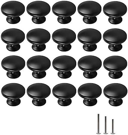 OctinPris 25x Matt Black Cabinet Hardware Round Mushroom Knob Drawer Handles 30mm/1.18" for Kitchen Cupboard Furniture Chest Door Dresser Bathroom 25Pcs