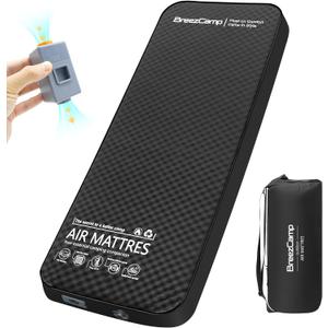 Self Inflating Sleeping Pad with Electric Pump, 4" Thick Memory Foam Sleeping Pad for Camping, 9.5 R-Value Insulated Sleeping Mat, All Season Camping Air Mattress for Tent Travel Car,Black, Single