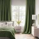 MIULEE Olive Green Back Tab Blackout Curtain 96 Inch Long 2 Panels Set for Bedroom, Rod Pocket/Pinch Pleat Thermal Insulated Living Room Darkening Pleated Light Blocking Floor to Ceiling Drape Olive Green, 52"W x 96"L (Pack of 2)