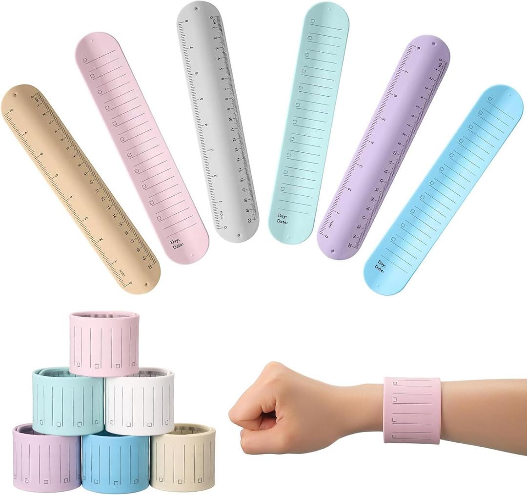 6 Pcs Nurse Silicone Bracelet to Do List Slap Silicone Reminder Bracelet Reusable Wearable Wrist Waterproof for Work Wrist Strap(Fresh Color,Regular Style)