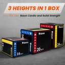 Fitvids Plyo Box, 3-in-1 Foam Plyometric Jump Box, 16x20x24 Box Jump for for Home Gym Training Fitness Workout Exercise