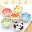 6 PCS Ceramic Rice Bowls, Cute Cartoon Small Dessert Bowl, Cereal Bowls Serving Bowl Gift Set, for Oatmeal, Ice Cream, Salads, Soups