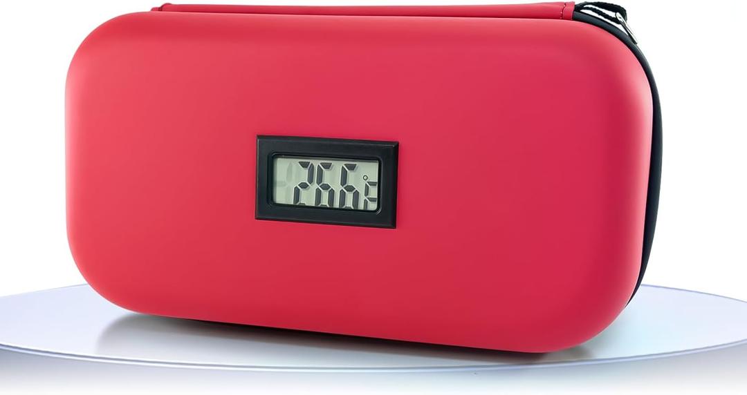 TSA Approved Insulin Cooler Travel Case Medication Cooler for Travel with Thermometer Temperature Display Diabetic Medication Organizer Medical Travel Cooler Bag with 2 Ice Pack
