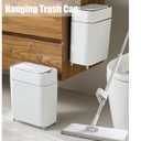 2-Pack - Bathroom Trash Can Automatic Touchless - 2 Gallon Slim Motion Sensor Garbage Can - Waste Basket for Bedroom, Laundry room, Small Spaces - Narrow Automatic Trash Bin - White with Grey Edge