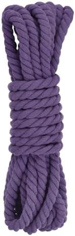 Rebower 0.5 Inch 25 Feet Macrame Cord, Cotton Cord Rope String 3 Strands Twisted Braided Thick Macrame Cord [for Crafts Wall Plant Hangers] - Purple
