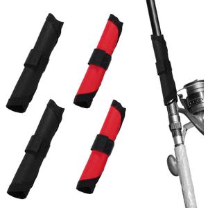 3 x 4pcs Fishing Lure Wraps, 6.3in/16cm Fish Hook Covers Nylon Bait Guard Protector Armour Glove for Fishing Rod Safety & Tackle Storage (Red, Black)
