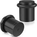 Door Stoppers, 1.5 Inch Black Door Stops, Floor Door Stopper for Bottom of Door with Rubber Bumper, Solid Modern Cylindrical Doorstop for Wall Protector, 2 Pack