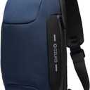 OZUKO Sling Backpack for Men - Anti-Theft Crossbody Bag, Waterproof with USB Charging Port (Blue)