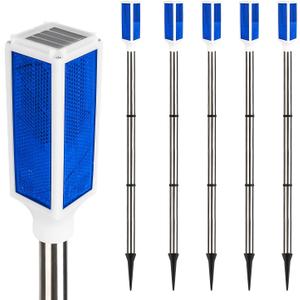 5 PCS Solar Driveway Markers, Solar Powered Driveway Lights on Poles, Outdoor Landscape Reflectors for Snow Road, Yard, Parking Lot, and Sidewalk (Blue)
