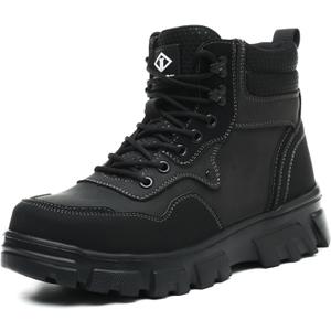 Steel Toe Boots for Men Safety Mens Work Boots Composite Toe Construction Shoes Botas De Trabajo Para Hombre (12.5 Women/11 Men, Black)
