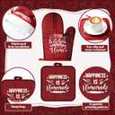 Fourluoo 10 Pcs Farmhouse Kitchen Decor and Accessories Set 4 Kitchen Towels 2 Pot Holders 2 Oven Mitts 2 Rugs for Cooking Baking Mom Housewarming Gifts(Red,Classic Style)