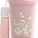 Ceramic coating Lined 100% Leakproof 316 Stainless Steel Vacuum Insulated Tumbler with Lid and Straw for Water, Iced Tea or Coffee, Smoothie and More (Bell Orchid-Pink, 18 oz)