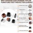 Ezprotekt Chair Leg Sliders for Carpet, 24 Pcs Square Chair Glides for Carpet, Carpet Furniture Pads Stool Leg Protectors Caps, Carpet Furniture Glides Quickly and Easily (L Fit:1" - 1.4")