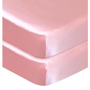 Satin Fitted Soft & Silky Crib Mattress Sheet (52"x28"x8") for Baby Hair & Skin, Pink Satin Baby Sheet, 1 Pack