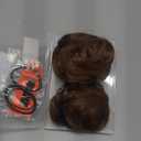 2PCS Messy Bun Hair Piece Tousled Updo with Tendrils Wavy Curly Hair Bun Scrunchies Ponytail Extension Elastic Band Hairpieces For Women (Light Brown)