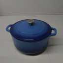 Mueller 6qt Enameled Cast Iron Dutch Oven, Heavy-Duty Casserole and Braiser Pan with Lid and Knob, Safe for All Cooktops, Aqua Blue