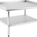 Hally Stainless Steel Equipment Stand 28x36 Inches with Undershelf, NSF Commercial Prep & Work Table with Rear and Side Risers, Heavy Duty Grill for Kitchen, Bar, Restaurant, Home and Hotel