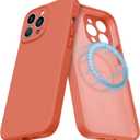 MCFANCE Magnetic for iPhone 13 Pro Case, Compatible with MagSafe, [Full Camera Protection] Anti-Scratch Microfiber Lining Phone Case, 6.1" 2021, Pink Orange