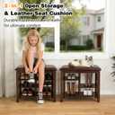 PY HOME & SPORTS Shoe Rack for Entryway 47": 2-Tier Shoe Storage Bench, Adjustable/Removable Shelves, Rubberwood Shoe Benches for Hallway, Porch, Bathroom, Brown
